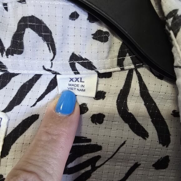 ROWM Button Down Shirt Mens XXL White Gray Black Floral Breathable - Picture 4 of 9